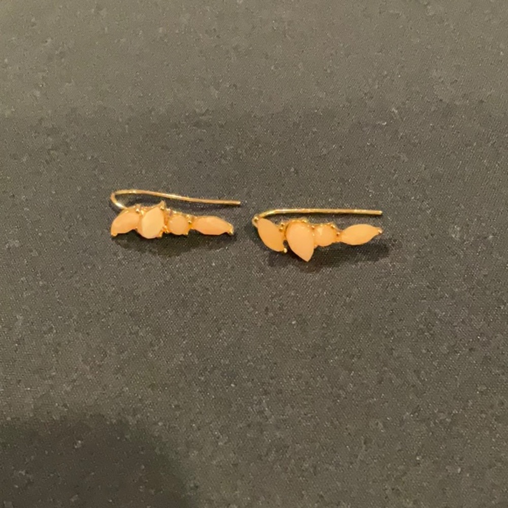 Pink faux stone crawler earrings